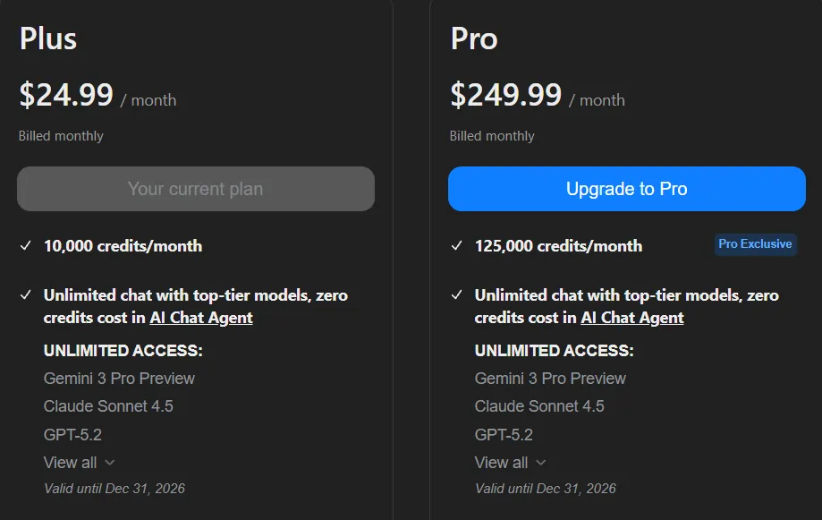 Genspark Free vs Plus vs Pro full feature comparison